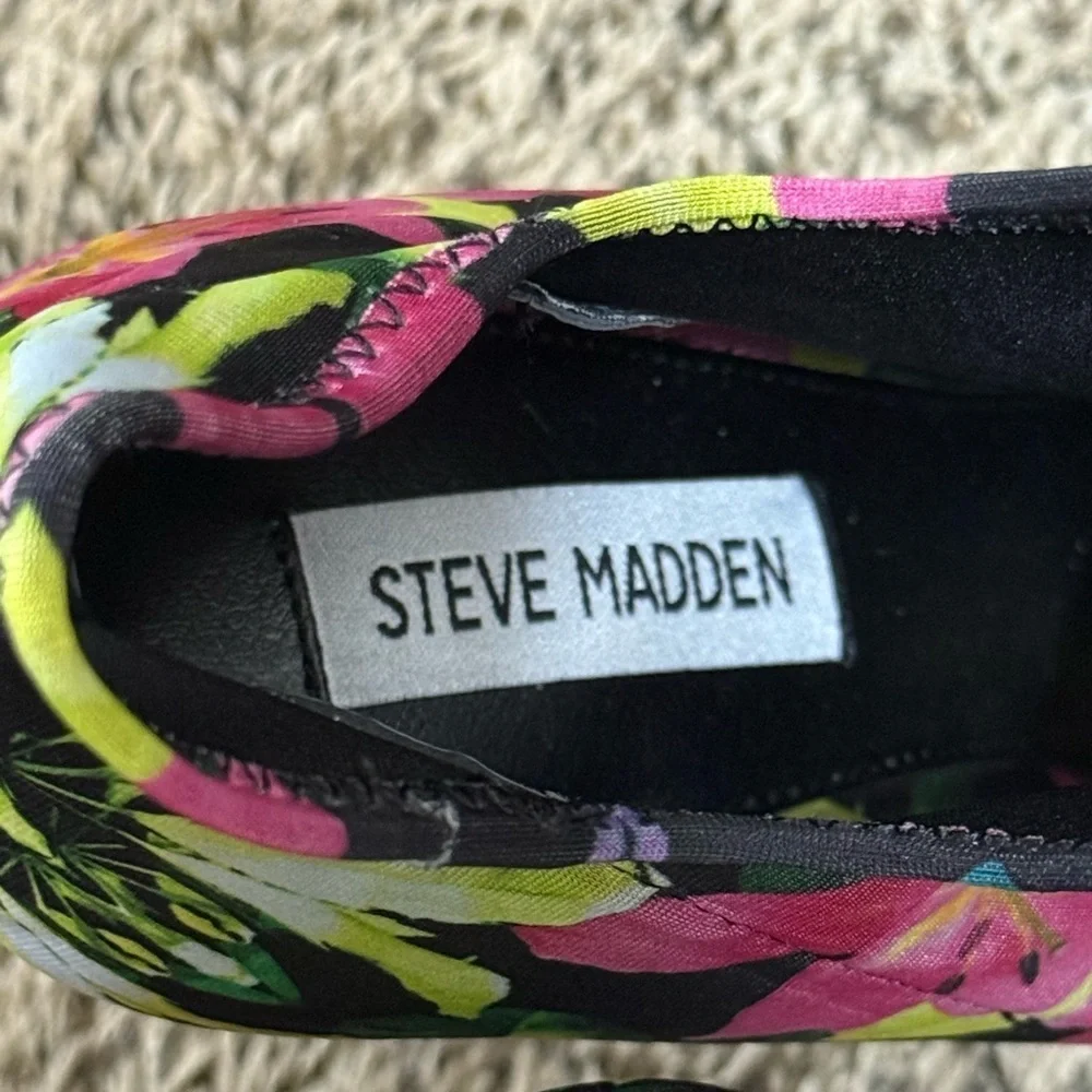 Steve Madden Floral Black Pink Green Heels